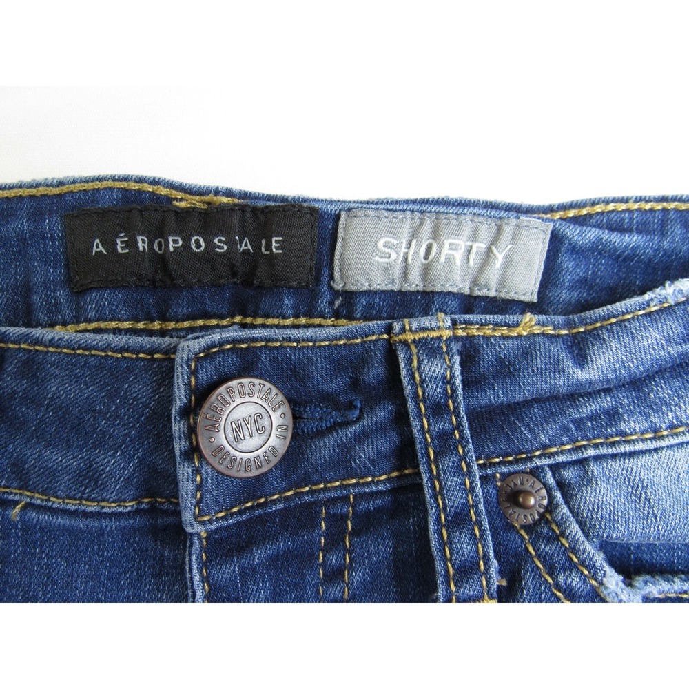 Aeropostale Denim Shorty Distressed Shorts Cuffed Women's/Juniors Size 00 - Picture 5 of 6